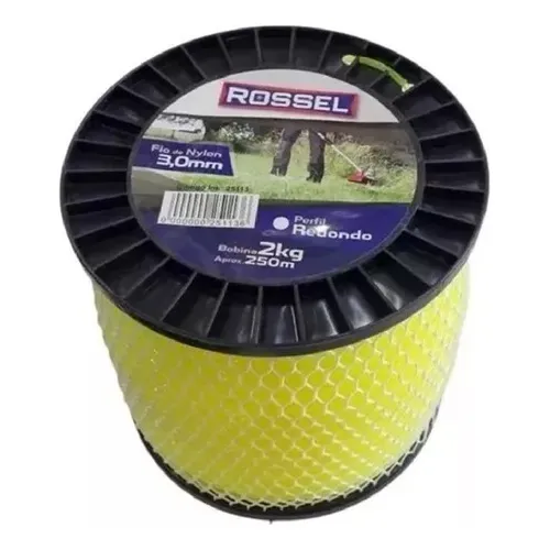 Bobina Rolo Fio Corte Nylon Roçadeira 3mm 2kg 250mts Redondo Cor Amarelo/REDONDO Foto 1