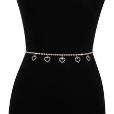 Body Chain Corrente Cintura Strass Coração Delicado Dourado Foto mini 2