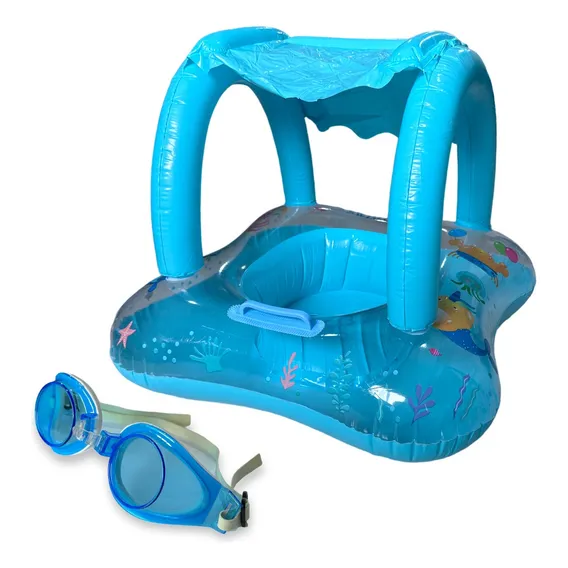 Boia Bote Bebê Fralda Infantil Inflável Proteção Cobertura Cor Azul Foto 1