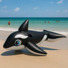 Boia Inflável Baleia Orca Gigante Piscina Praia 190cm Cor Preto Foto mini  3