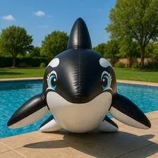 Boia Inflável Baleia Orca Gigante Piscina Praia 190cm Cor Preto Foto mini  2