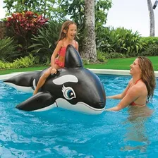 Boia Inflável Baleia Orca Gigante Piscina Praia 190cm Cor Preto Foto mini 4
