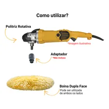 Boina Polimento Dupla Face Amarela Lã Macia 5 Polegadas Foto mini 3