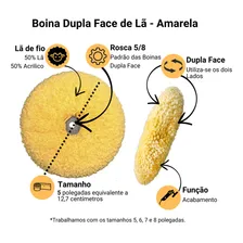 Boina Polimento Dupla Face Amarela Lã Macia 5 Polegadas Foto mini 2