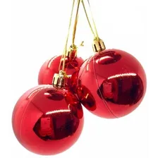 Bola Enfeite Pra Árvore De Natal Pendente 6cm 60mm 30pçs Cor Vermelha Foto  mini 1