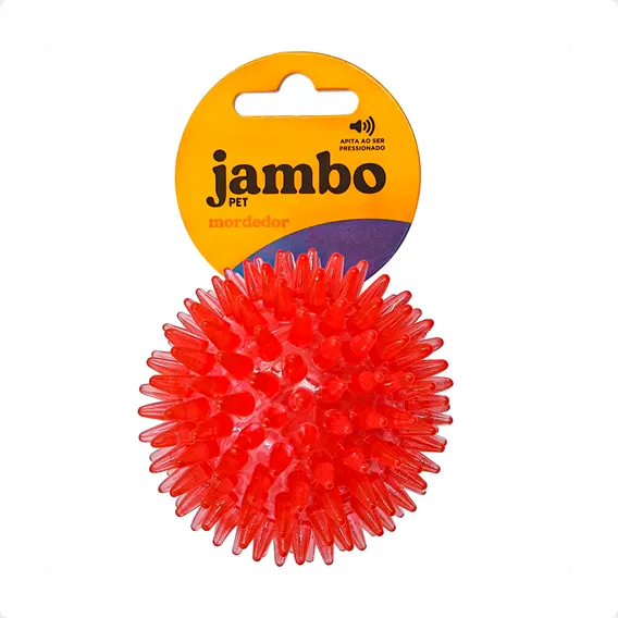 Bola Espinho Vermelha Brinquedo Jambo Com Som - Tam. P Foto 1