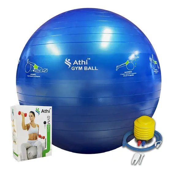 Bola Ginástica Profissional - Gym Ball 65cm - Azul - Athi Foto 1