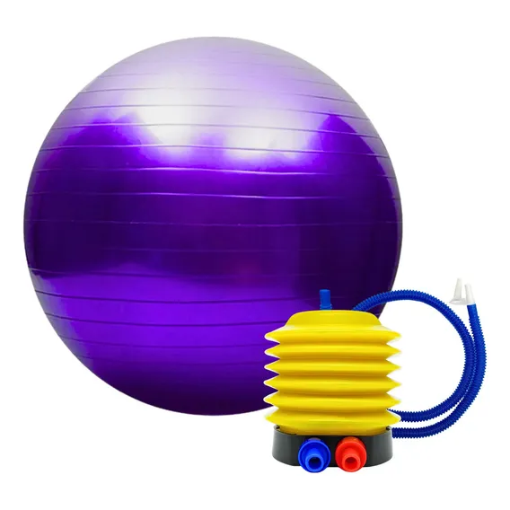 Bola Pilates Yoga Treino Ginastica Alongamento Bomba Manual Cor Roxo Foto 1