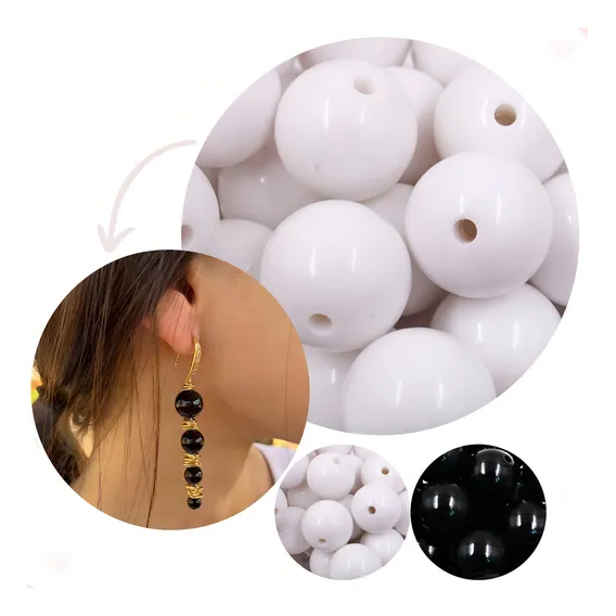 Bola Plástica Leitosa 26mm Artesanato 500g Kit Com 50 Peças Cor 401b - Branco Foto 1