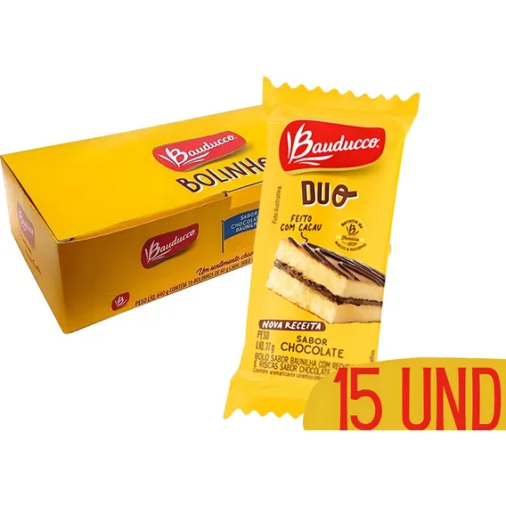 Bolo Bolinho Duo Chocolate Bauducco 27g - 15 Pacotinhos Foto 1