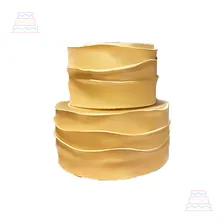 Bolo Fake Maquete Ruflado Dourado Casamento / Bodas Mod3 Foto mini 1