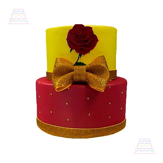 Bolo Fake Maquete Tema Bela E A Fera Mod2 - Festa Princesa Foto 1
