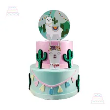 Bolo Fake Maquete Tema Lhama E Cactos Foto mini 1
