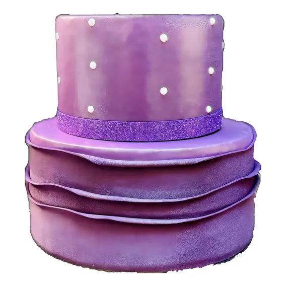 Bolo Fake Roxo Ruflado Com Pérolas Mod2 Foto 1