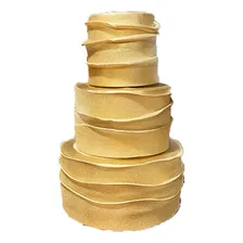 Bolo Fake Ruflado Dourado Casamento Mod3 - 20x15x10 Cm Foto  mini 1