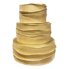 Bolo Fake Ruflado Dourado Casamento Mod3 - 25x20x15 Cm Foto mini 1