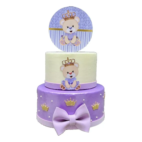Bolo Fake Ursinha Princesa Lilás - Festa Menina De Foto 1