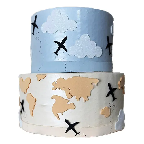 Bolos Fake Maquete Tema Viagens Mapa 20x15 Cm Mundi Foto 1