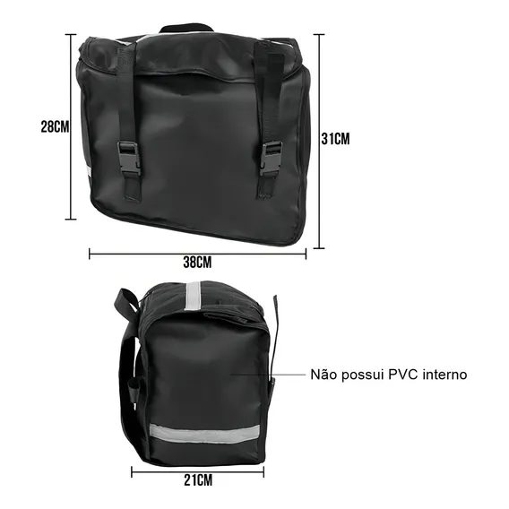 Bolsa Alforge Lateral Moto Universal Em Nylon 21 A 26 Litros Cor Preto Foto 1