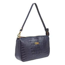 Bolsa Azul Marinho Ombro Transversal Couro Legitimo Madamix Foto mini 4