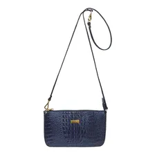 Bolsa Azul Marinho Ombro Transversal Couro Legitimo Madamix Foto  mini 1