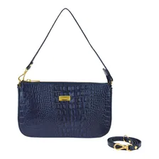 Bolsa Azul Marinho Ombro Transversal Couro Legitimo Madamix Foto mini  3