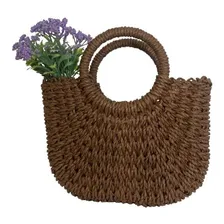 Bolsa bolsa feminina praia, bolsa palha bege, bolsa de mão, transversal BOUTIQUE SOBERANA Bolsa Palha Tiracolo - marrom Foto mini 1