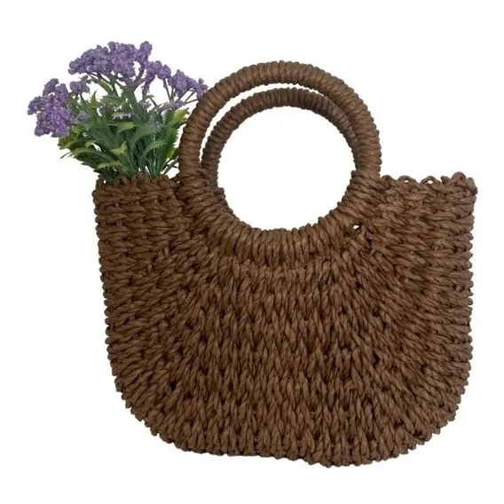 Bolsa bolsa feminina praia, bolsa palha bege, bolsa de mão, transversal BOUTIQUE SOBERANA Bolsa Palha Tiracolo - marrom Foto 1