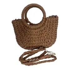 Bolsa bolsa feminina praia, bolsa palha bege, bolsa de mão, transversal BOUTIQUE SOBERANA Bolsa Palha Tiracolo - marrom Foto mini 3