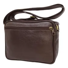 Bolsa Carteiro Masculina Tiracolo De Couro Legítimo Café Foto mini  2