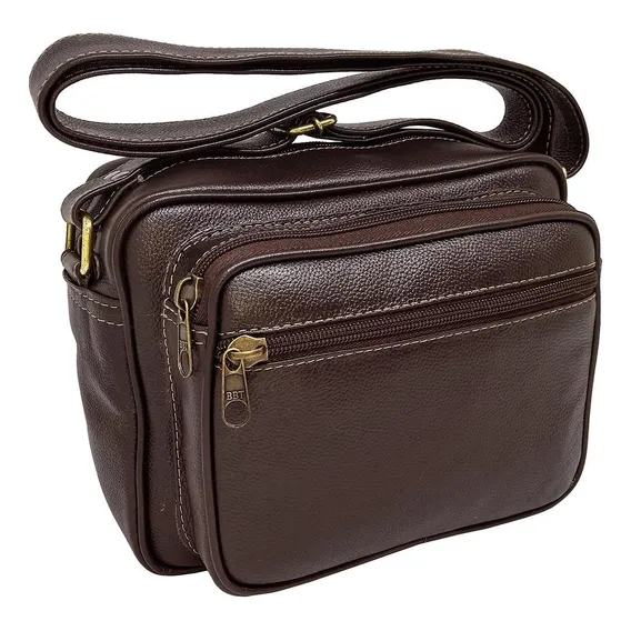 Bolsa Carteiro Masculina Tiracolo De Couro Legítimo Café Foto 1