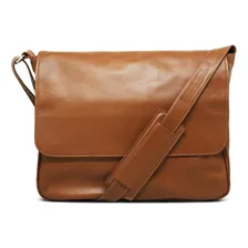 Bolsa Carteiro Transversal de Couro Legítimo Masculina Modelo Renné Caramelo Foto mini 1