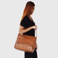 Bolsa Carteiro Transversal de Couro Legítimo Masculina Modelo Renné Caramelo Foto mini 3