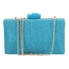 Bolsa Clutch De Palha Feminina Festa Cor Azul Foto mini 2