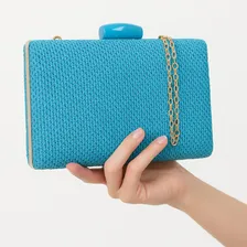 Bolsa Clutch De Palha Feminina Festa Cor Azul Foto mini 3