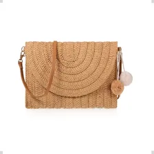 Bolsa Clutch Festa Carteira Palha Feminina Imediato Cor Bege Escuro Foto  mini 1