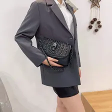 Bolsa de ombro punk com caveira para mulheres, cor preta Foto mini 4
