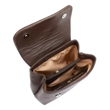 Bolsa Em Couro Legitimo Feminina Pequena Clucth Alça De Mão Cor Café Foto mini 4