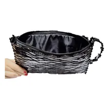 Bolsa Em Madeira Envernizada Preta Com Alça Curta Foto mini 3