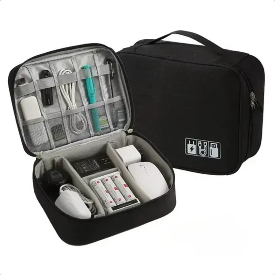 Bolsa Estojo Case Organizador De Cabos Acessórios Tablet Cor Preto Foto 1