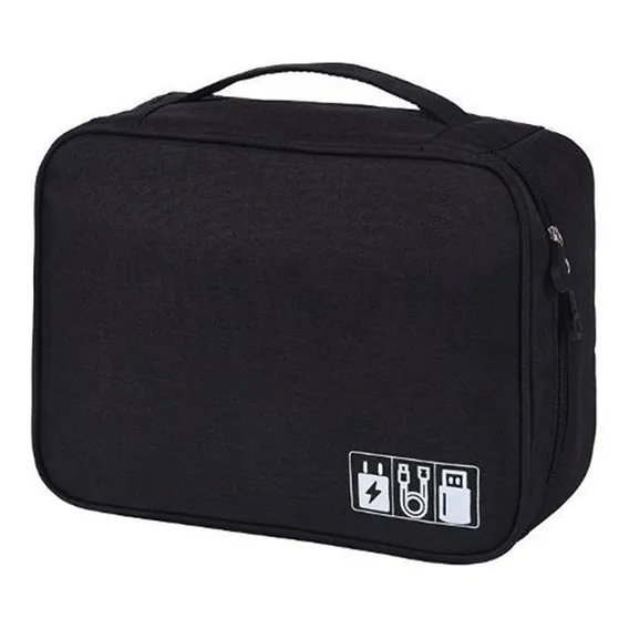 Bolsa Estojo Organizador Cabos Pendrives Fonte Casé Acessór Cor Preto Foto 1