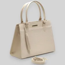 Bolsa feminina com alça transversal resistente kit com carteira cor creme Foto mini 3