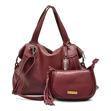 Bolsa Feminina Couro Legitimo+bolsinha Pequena Kit 2 Peças Cor Bordô Foto  mini 1