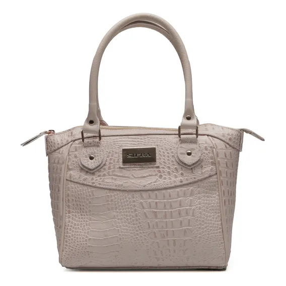 Bolsa Feminina Couro Legitimo Sifra Cor CROCĂO OFF WHITE Foto 1