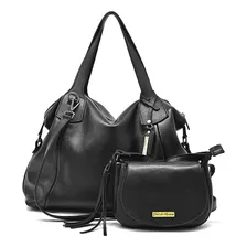 Bolsa Feminina Couro Legitimo+bolsinha Pequena Kit 2 Peças Cor Preto Foto mini 1
