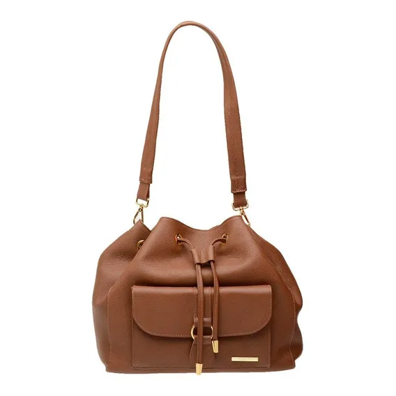 Bolsa Feminina Estilo Saco Em Couro Legitimo Sifra Cor Floter camel Foto 1