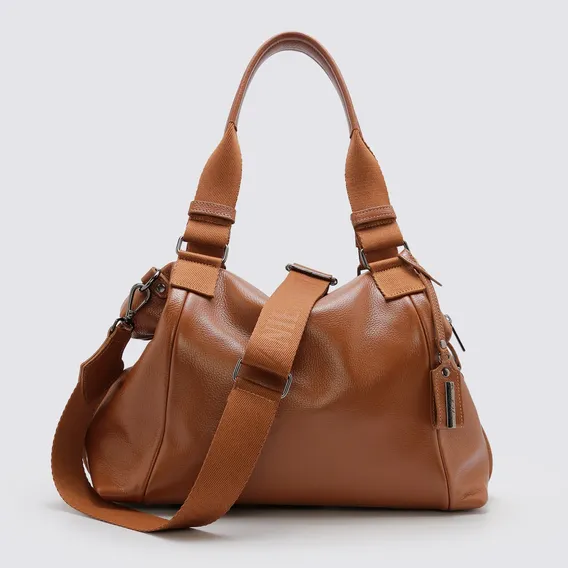 Bolsa Feminina Grande Couro Legitimo Cor Caramelo Foto 1