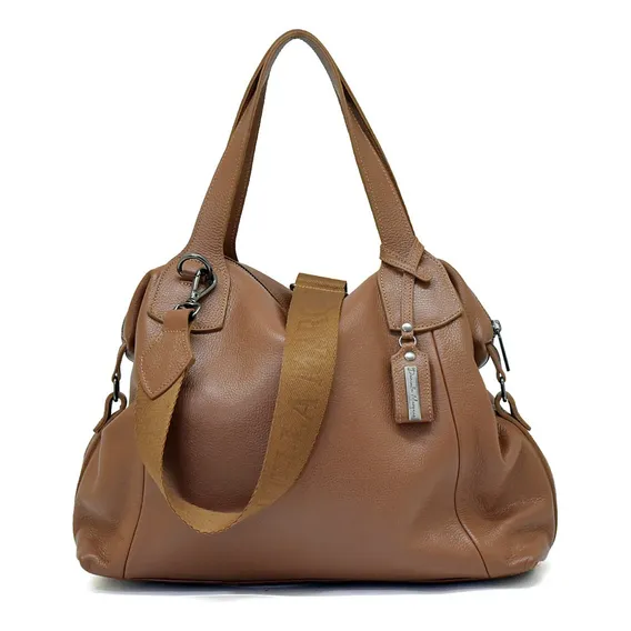 Bolsa Feminina Grande Couro Legitimo Macio Cor Caramelo Foto 1