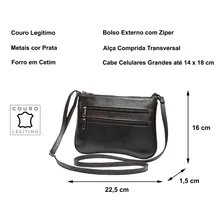 Bolsa Feminina Pequena Transversal Couro Legítimo Cor Café Foto mini  2