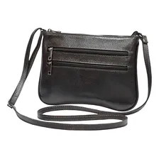 Bolsa Feminina Pequena Transversal Couro Legítimo Cor Café Foto  mini 1